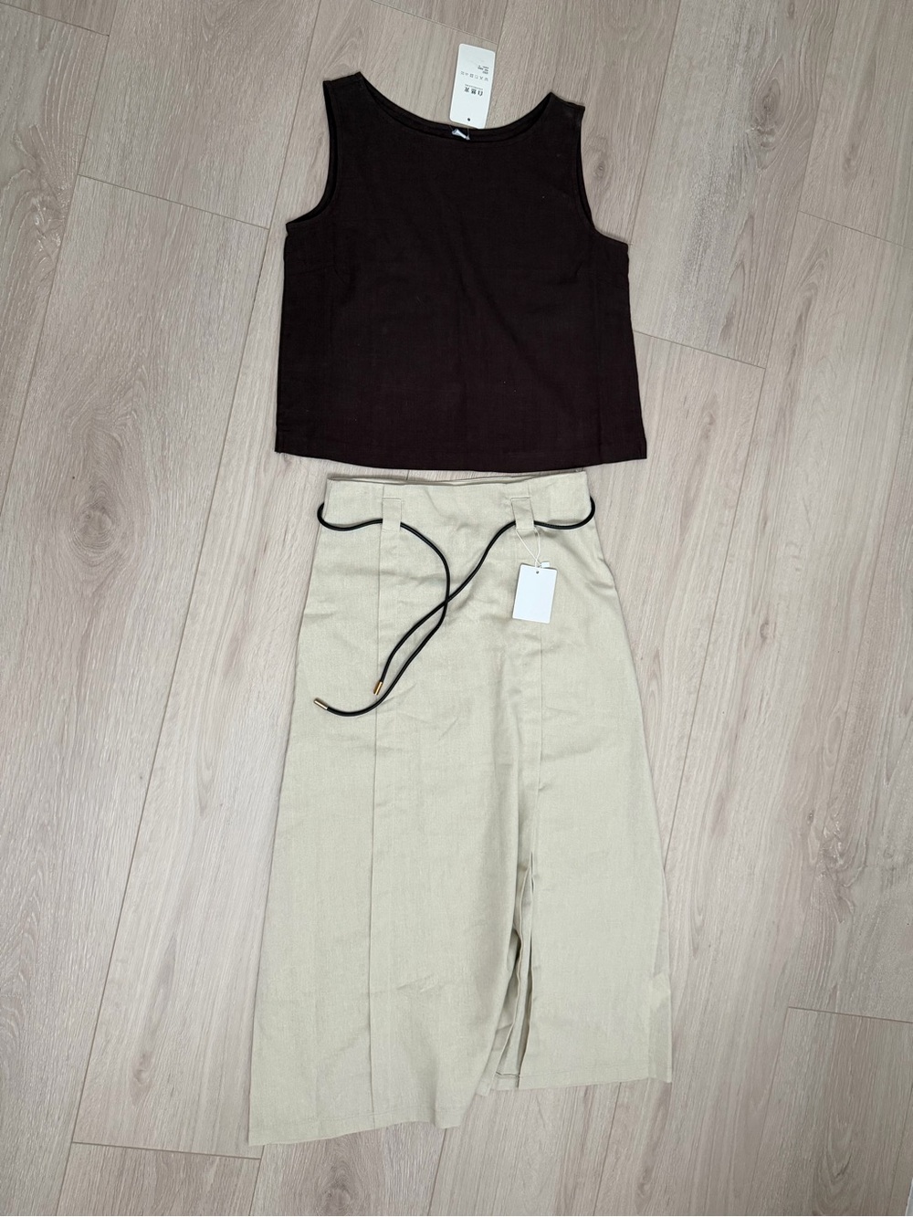 Zara Linen Skirt with belt set